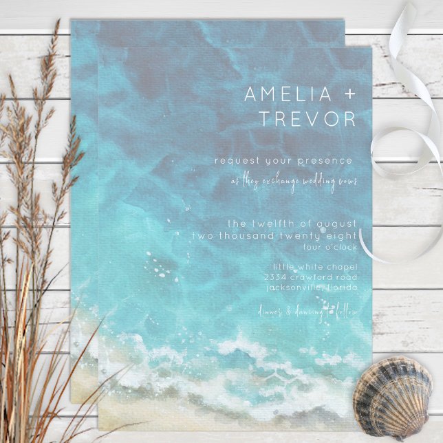 Watercolor moderne Beach & Sea Faire-part de maria (Créateur téléchargé)