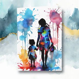 Watercolor Mom and Daughter   Mother's Day Card