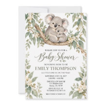 Watercolor Mom Baby Koala Eucalyptus Baby Shower