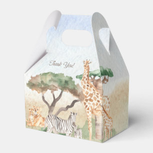 Watercolor Mommy and Baby African Animal Thank You Favor Box