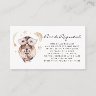 Watercolor Mommy and Baby Owls Book Request Enclosure Card