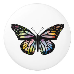 Watercolor Monarch Butterfly Colorful Ceramic Knob