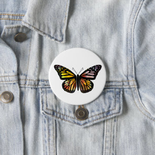 Watercolor Monarch Butterfly Colourful Painted 3 Inch Round Button