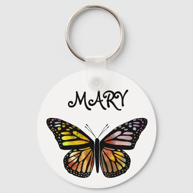 Watercolor Monarch Butterfly CUSTOMIZE IT Keychain (Front)