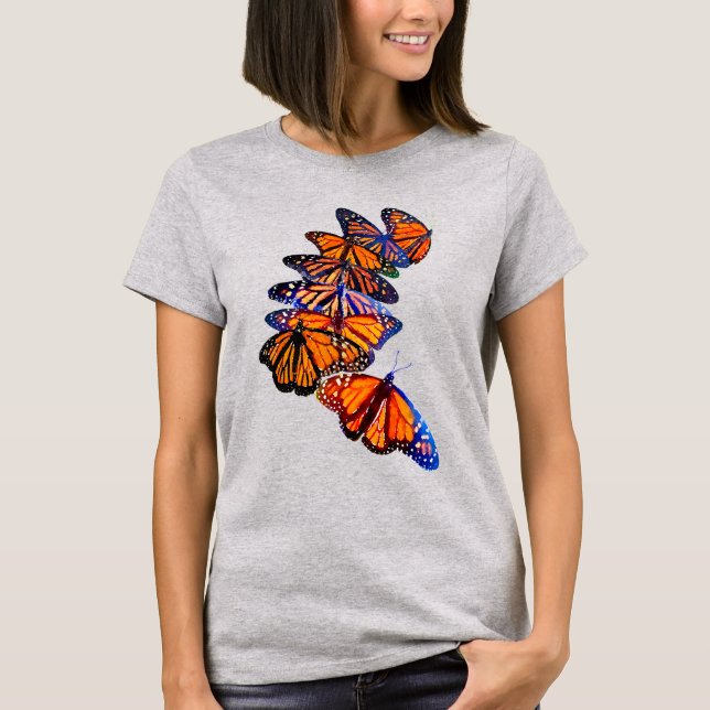 Watercolor Monarch Butterfly Migration T-Shirt (Front)