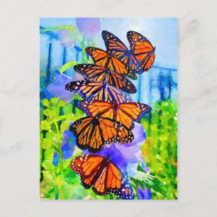 Watercolor Monarch Migration ~ Save The Monarch Postcard