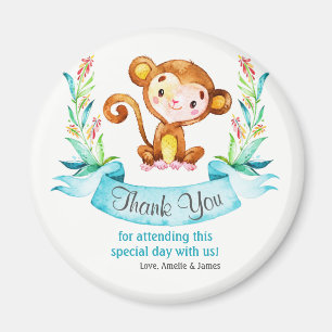 Watercolor Monkey Boy Thank You Magnet