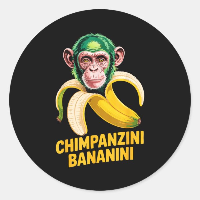 Watercolor Monkey Meme Italian Brainrot Chimpanzin Classic Round Sticker (Front)