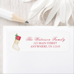 Watercolor Monogram Christmas Stocking Address