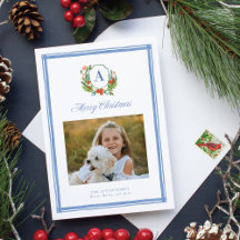 Watercolor Monogram Family Crest Christmas