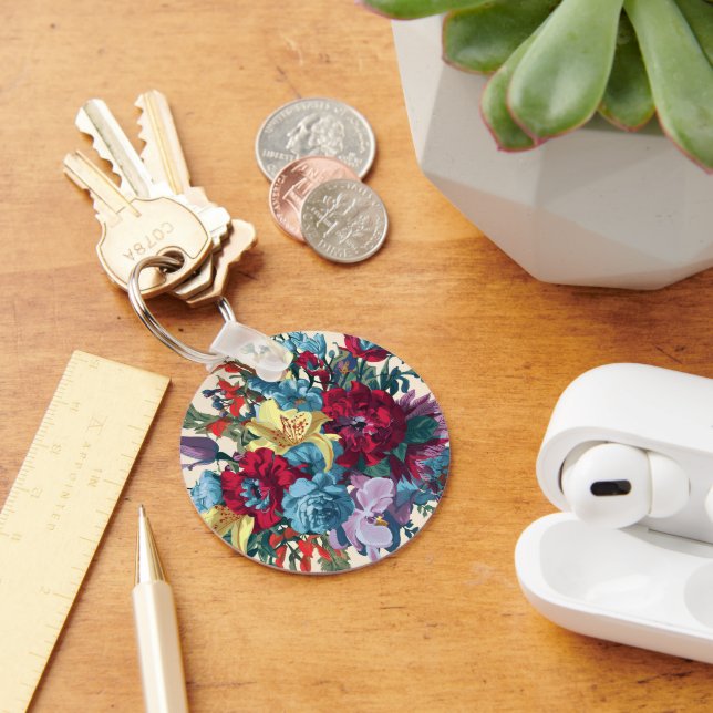 Watercolor Monogram Floral Delight Keychain (Desk)