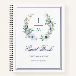 Watercolor Monogram Floral Wedding Guest Book