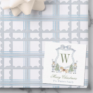 Watercolor Monogram Initial Nutcracker Crest Gift Card