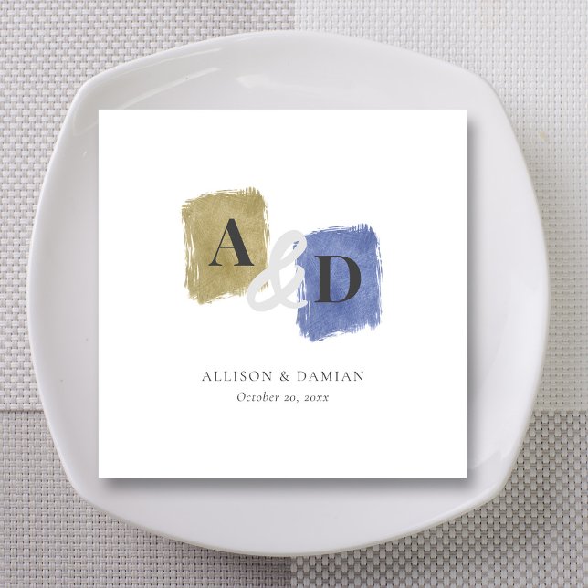 Watercolor Monogram Initials Wedding Napkin (Watercolor Monogram Initials Wedding Napkins)