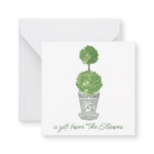 Watercolor Monogrammed Topiary Gift Enclosure