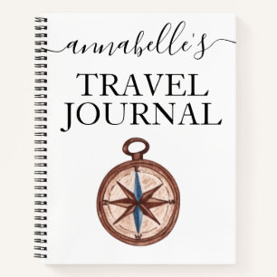 Watercolor  Monogrammed Travel Journal Notebook