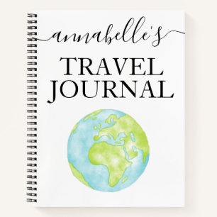 Watercolor  Monogrammed Travel Journal Notebook