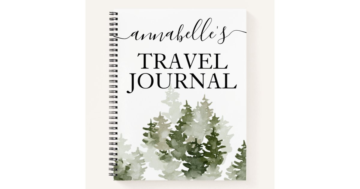 Watercolor Monogrammed Travel Journal Notebook | Zazzle