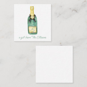 Watercolor Monogrammed Wine Gift Enclosure Card