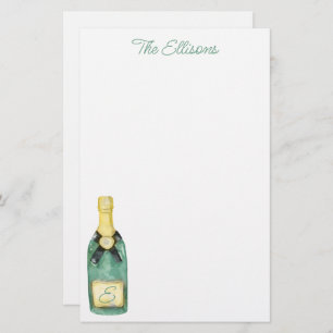 Watercolor Monogrammed Wine Stationery