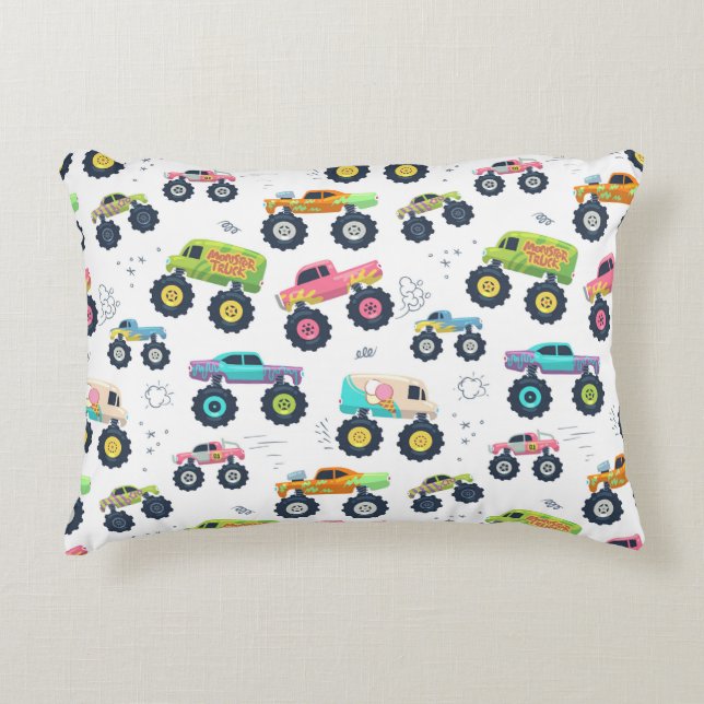 Watercolor Monster Car Trucks kids Accent Pillow (Front)
