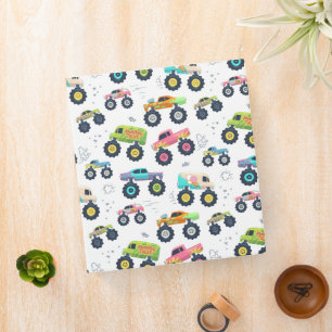 Watercolor Monster Car Trucks kids Binder