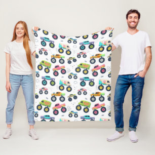 Watercolor Monster Car Trucks kids Fleece Blanket