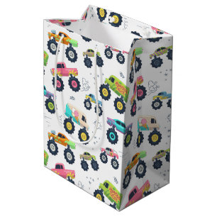 Watercolor Monster Car Trucks kids Medium Gift Bag