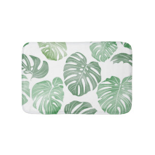 Watercolor monster, tropical seamless wallpaper. bath mat