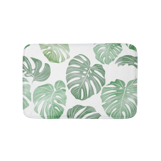Watercolor monster, tropical seamless wallpaper. bath mat (Front)