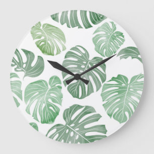 Watercolor monster, tropical seamless wallpaper. large clock