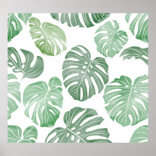 Watercolor monster, tropical seamless wallpaper. poster