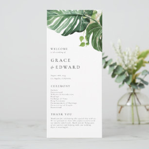 Watercolor Monstera Greenery Tropical Wedding Program