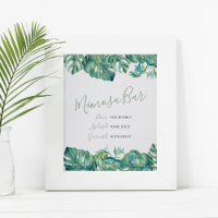 Watercolor Monstera Leaves Mimosa Bar