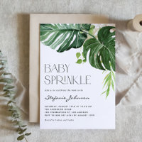Watercolor Monstera Leaves Summer Baby Sprinkle