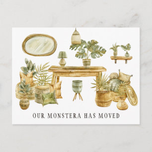 Watercolor Monstera Moving Announcement