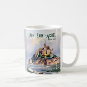 Watercolor Mont Saint Michel France Vintage Travel Coffee Mug