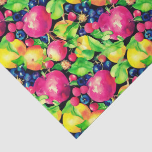 Watercolor Montage of Colorful Fruits Tissue Paper