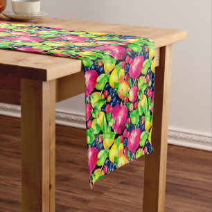 Watercolor Montage of Colourful Fruits Medium Table Runner