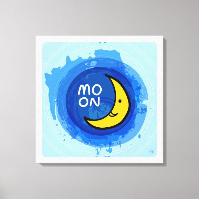 Watercolor Moon Large Abstract Wall Art (Front)