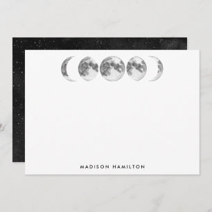 Watercolor Moon Phases Personalized Stationery Card