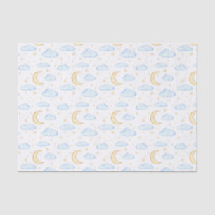 Watercolor Moon Stars and Clouds Pattern Tissue Paper