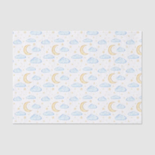 Watercolor Moon Stars and Clouds Pattern Tissue Paper