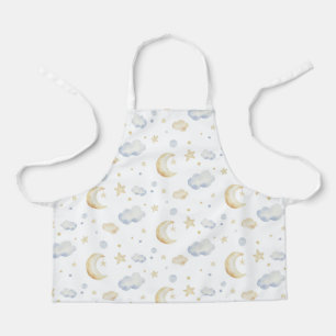 Watercolor Moon Stars & Cloud Pattern Apron