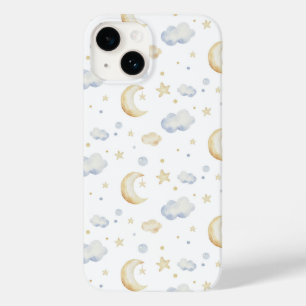 Watercolor Moon Stars & Cloud Pattern Case-Mate iPhone 14 Case