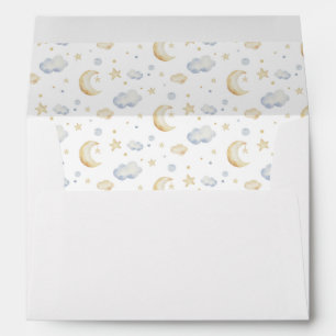 Watercolor Moon Stars & Cloud Pattern Envelope
