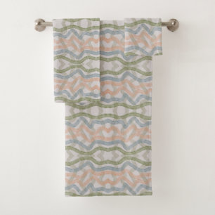 Watercolor Mopping Brushstrokes Pattern In Pastel Bath Towel Set