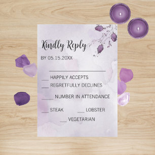 Watercolor Morada Wedding RSVP Cards