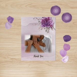 Watercolor Morada Wedding Thank You Card