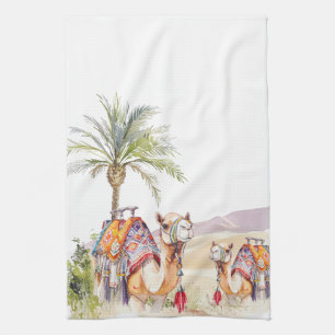 Watercolor Moroccan Camels Journey Kitchen Towels